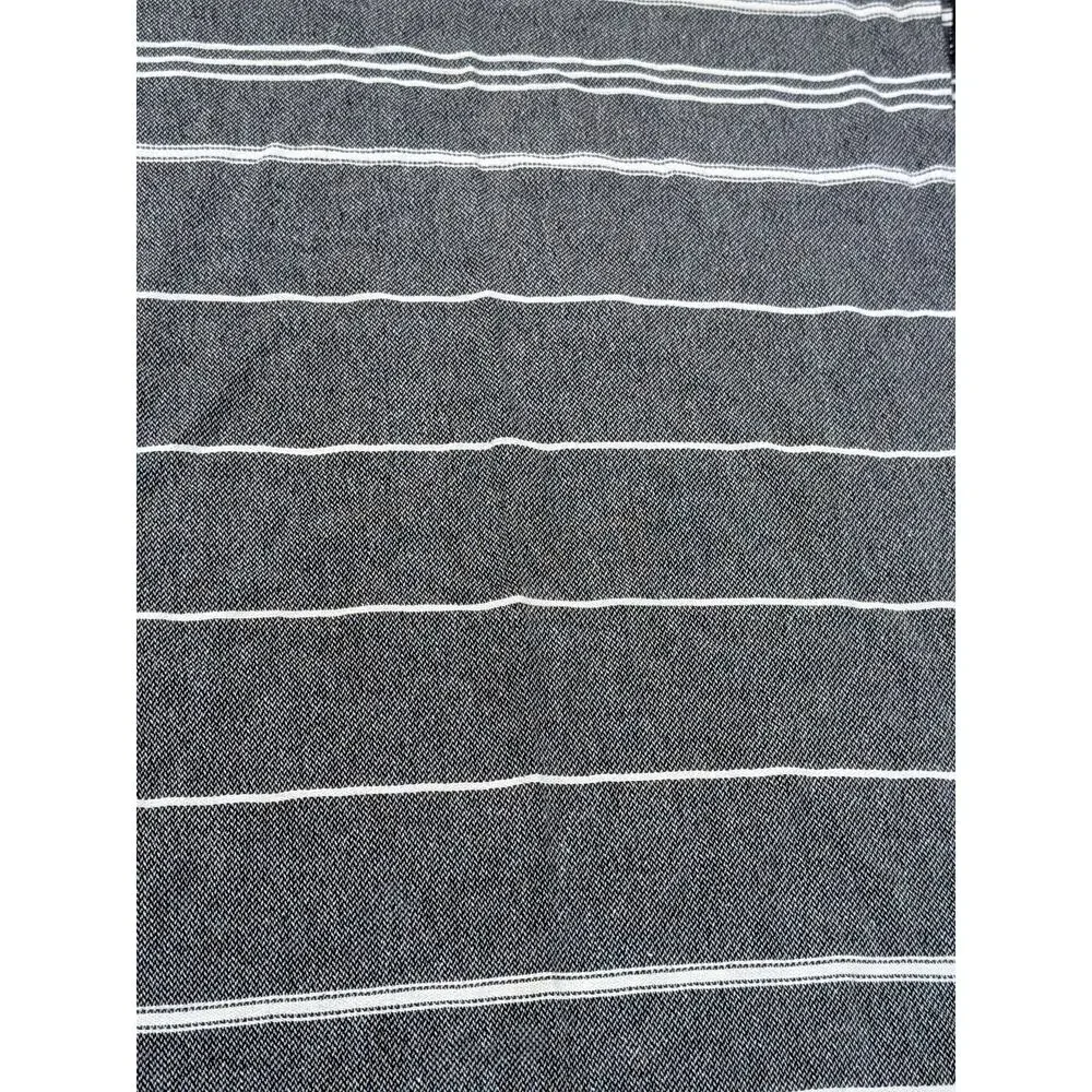 Set of 2 Gray White Striped Tassel Hand Towels